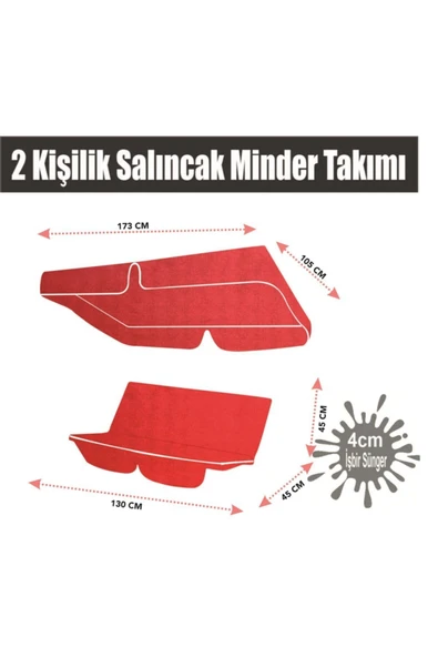 Vip Home Concept Market Ürünleri  Vip Gölgelikli Salıncak Minder Takımı Bahçe Salıncak Minderi Kırmızı Renk - 2