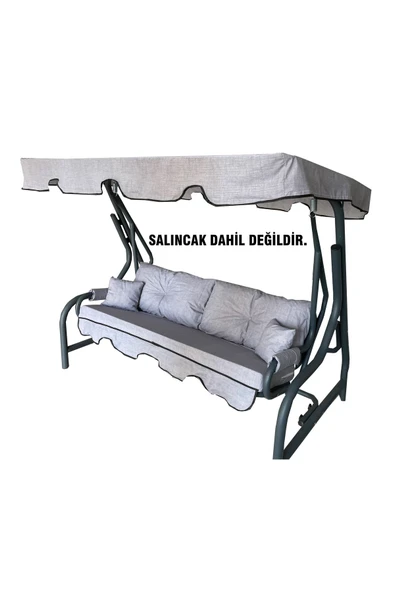 Vip Home Concept Market Ürünleri  3 Kişilik Lüks Vip Salıncak Minderi Düğmeli-süngerli Bahçe Minderi Gri Kırçıllı