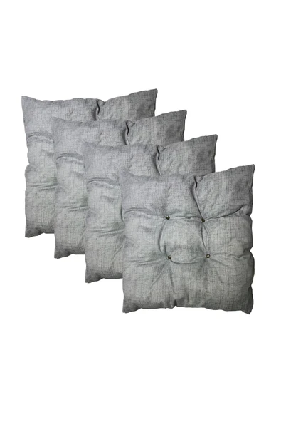 Vip Home Concept Market Ürünleri  Dekoratif Pofidik Puf Sandalye Minderi Kare 35x35x7 Cm-gri(4 Adet)