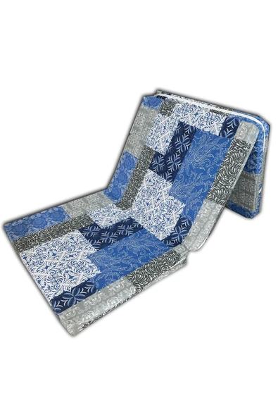 Vip Home Concept Market Ürünleri  Tek Kişilik Katlanır Yer Yatağı Sünger Yatak 70x180x6 Cm-mavi Etnik - 2
