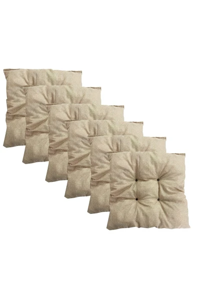 Vip Home Concept Market Ürünleri  Dekoratif Pofidik Puf Sandalye Minderi Kare 35x35x7 Cm-krem(6 Adet)