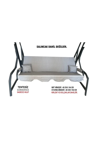 Vip Home Concept Market Ürünleri  Süngersiz(tentesiz)salıncak Minder Seti 3 Kişilik Kılıf-gri