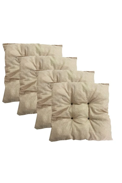 Vip Home Concept Market Ürünleri  Dekoratif Pofidik Puf Sandalye Minderi Kare 35x35x7 Cm-krem(4 Adet)