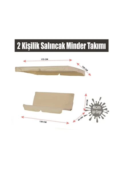Vip Home Concept Market Ürünleri  Salıncak Minder Seti 2 Kişilik Tenteli Salıncak Minder Seti Krem Renk - 3