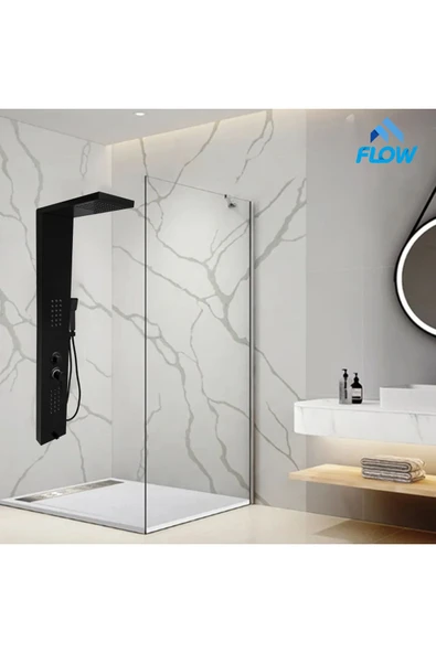 Flow Yapı Victoria Siyah Premium Masajlı Duş Paneli - Dikey Jakuzi - Robot Duş - El Duşu - Lüx Duş - 2