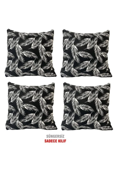 Vip Home Concept Market Ürünleri  Kırlent Yastık Dolgulu Fermuarlı Vip Yastık 4 Adet-43x43 Cm(siyah Tüy)