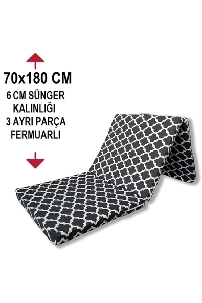 Vip Home Concept Market Ürünleri  Katlanır Yer Minderi Ve Tek Kişilik Süngerli Katlanır Minder 70x180 Cm 6 Cm BÜYÜK KARAÇATI - 2