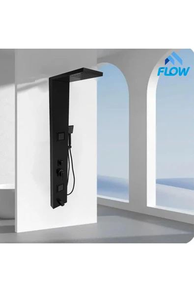 Flow Yapı Atlas Siyah Premium Masajlı Duş Paneli - Dikey Jakuzi - Robot Duş - El Duşu - Lüx Duş - 2