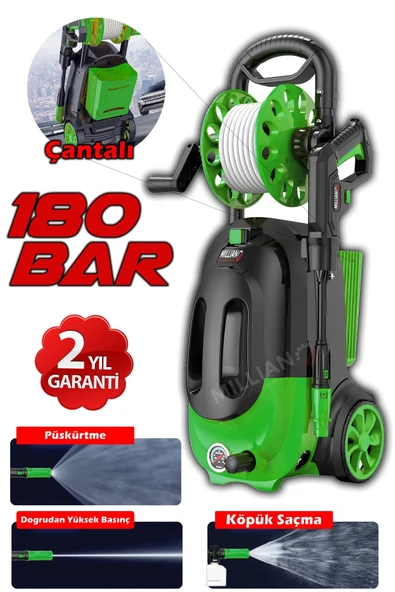 Prof 4500 W - 180 Bar Bakır Sargılı Yüksek Basınçlı Çok Amaçlı Araba Bahçe ve Oto Yıkama Makinesi - 2