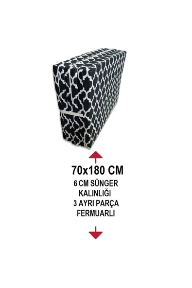 Vip Home Concept Market Ürünleri  Katlanır Yer Minderi Ve Tek Kişilik Süngerli Katlanır Minder 70x180 Cm 6 Cm BÜYÜK KARAÇATI - 3
