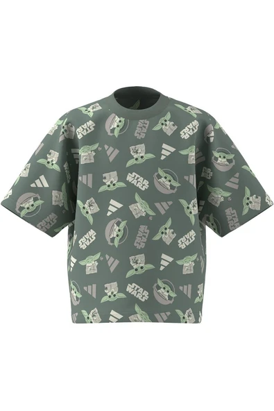 adidas Unisex Çocuk  Yeşil  T-Shirt LK SW MNDO T JF3650 - Resim 8