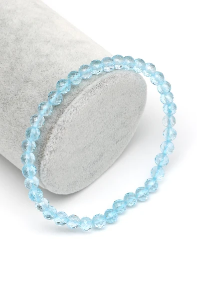 Topaz Doğal Taş Bileklik 5 mm Fasetli Küre Kesim