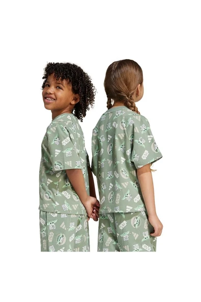 adidas Unisex Çocuk  Yeşil  T-Shirt LK SW MNDO T JF3650 - Resim 6