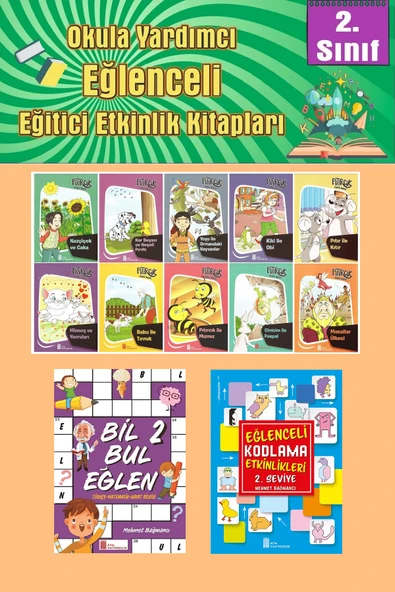 2.Sınıflar İçin Okumayı Sevdiren 10 lu Hikaye Seti -Bil Bul Eğlen-Kodlama 6 (Okulda Evde Tatilde)