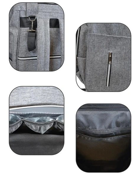 Yuga Anne Bebek Bakım Fonksiyonel Sırt Çantası Gri - 4