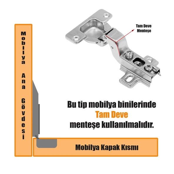 Mobilya Dolap Kapak Menteşesi Tam Süper Deve Tas Mentese - 2
