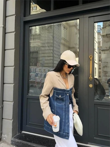 PARÇALI CEKET ÜST ATLAS - ALT KOT - Bej - 2