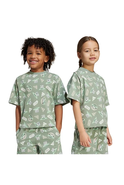 adidas Unisex Çocuk  Yeşil  T-Shirt LK SW MNDO T JF3650 - Resim 7