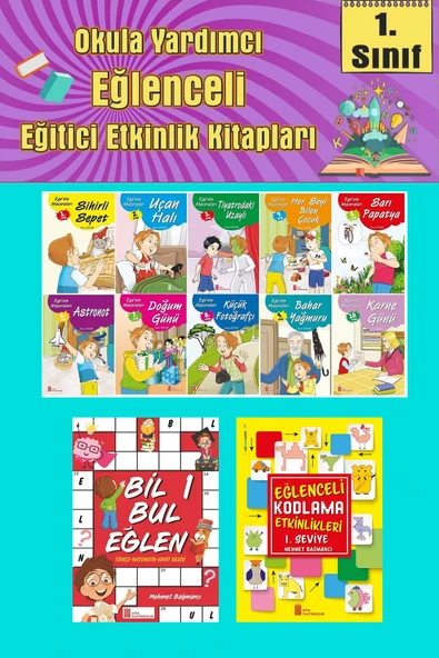 1.Sınıflar İçin Okumayı Sevdiren 10 lu Hikaye Seti -Bil Bul Eğlen-Kodlama 19 (Okulda Evde Tatilde)