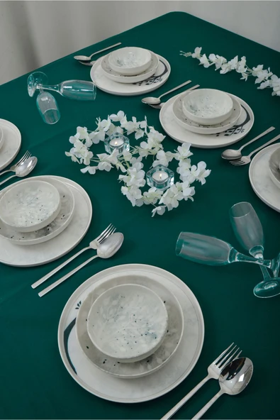 Farika Porselen Yaprak Dökümü 18 Parça 6 Kişilik Porselen Yemek Takımı - 2