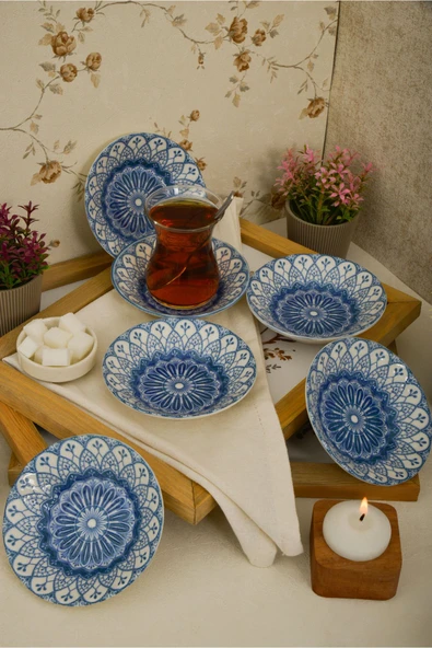 Farika Porselen Gökçe 6'lı Porselen Çay Tabağı Seti - 2