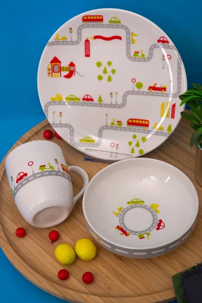 Farika Porselen Mama Pisti 3 Parça Porselen Mama Takımı - 2