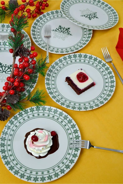 Farika Porselen Kartanem 6'lı Porselen Pasta Tabağı Seti - 3