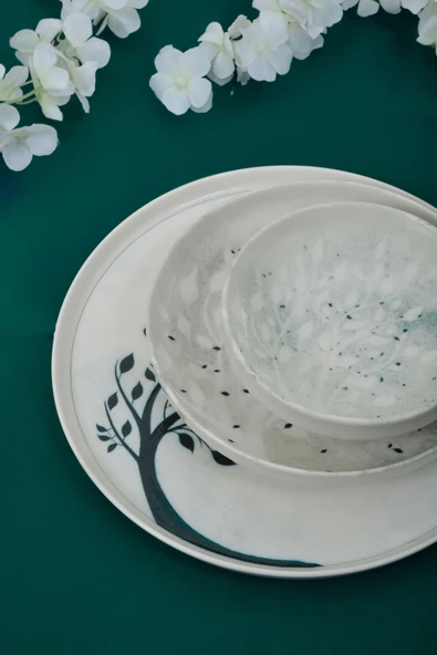 Farika Porselen Yaprak Dökümü 18 Parça 6 Kişilik Porselen Yemek Takımı