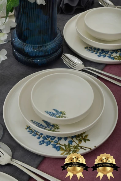 Farika Porselen Hazeran 18 Parça 6 Kişilik Porselen Yemek Takımı