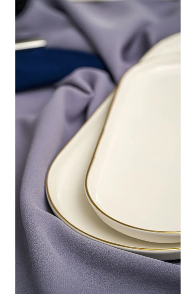 Farika Porselen Zühre Altın Yaldız 3 Parça Porselen Sunum Tabağı