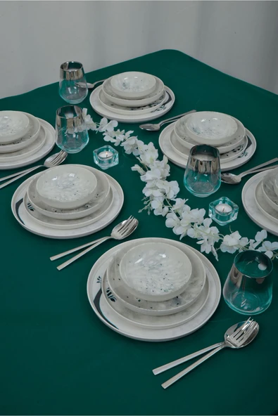 Farika Porselen Yaprak Dökümü 24 Parça 6 Kişilik Porselen Yemek Takımı - 2