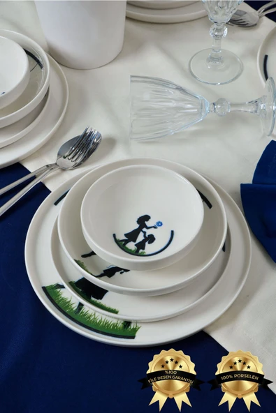 Farika Porselen Beliz 24 Parça 6 Kişilik Porselen Yemek Takımı