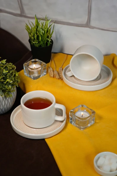 Farika Porselen Petek 4 Parça 2 Kişilik Porselen Çay Fincanı Takımı - 3