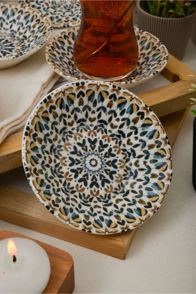 Farika Porselen Şebnem 6'lı Porselen Çay Tabağı Seti - 3