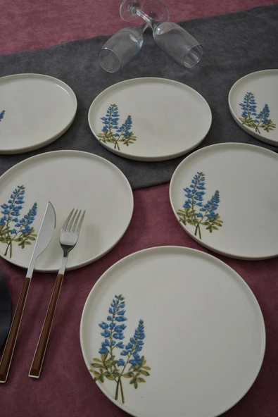 Farika Porselen Hazeran 6'lı Porselen Pasta Tabağı Seti - 2