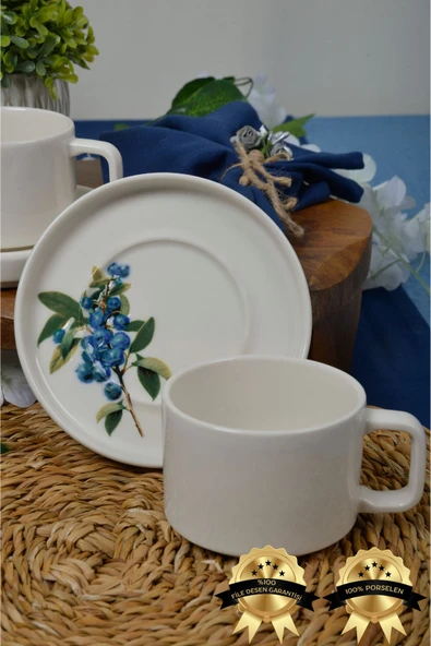 Farika Porselen Arya 4 Parça 2 Kişilik Porselen Çay Fincanı Takımı