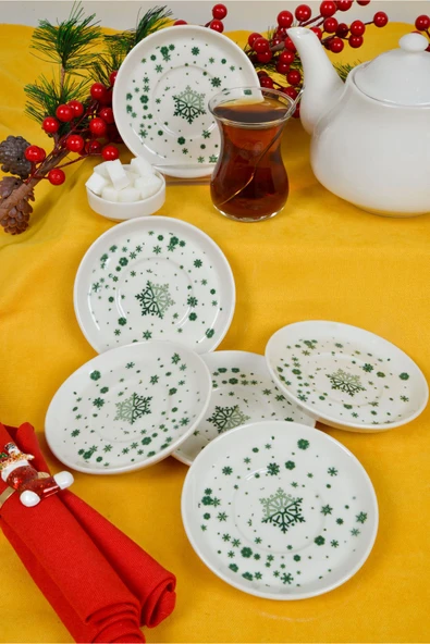 Farika Porselen Kartanem 6'lı Porselen Çay Tabağı Seti - 2