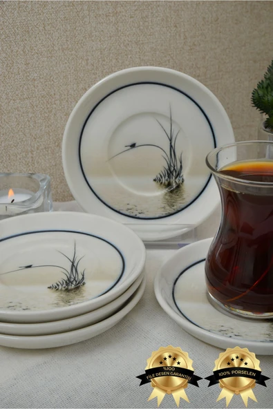 Farika Porselen Kuşadası 6'lı Porselen Çay Tabağı Seti