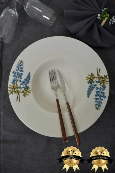 Farika Porselen Hazeran 28cm Porselen Makarna Tabağı