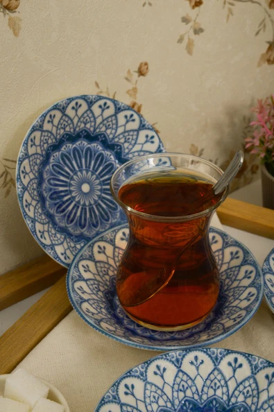 Farika Porselen Gökçe 6'lı Porselen Çay Tabağı Seti