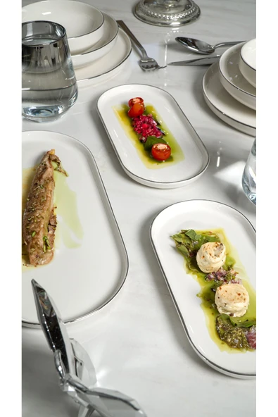 Farika Porselen Zühre Platin Yaldız 3 Parça Porselen Sunum Tabağı - 3