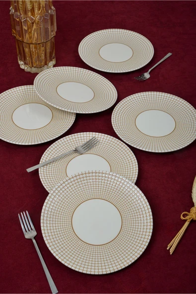 Farika Porselen Petek 6'lı Porselen Pasta Tabağı Seti - 2