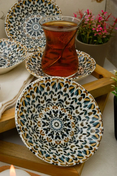 Farika Porselen Şebnem 6'lı Porselen Çay Tabağı Seti