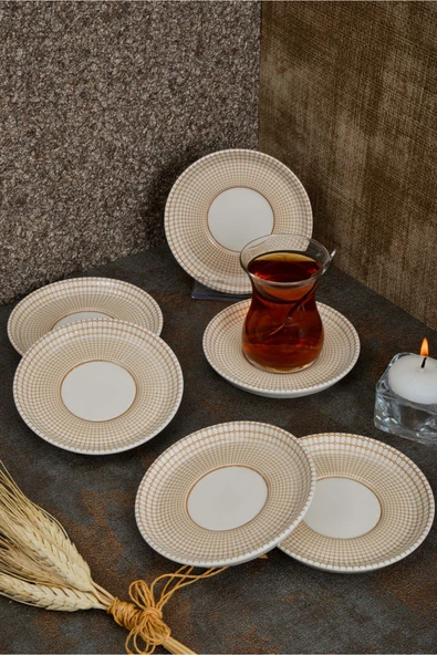 Farika Porselen Petek 6'lı Porselen Çay Tabağı Seti - 2