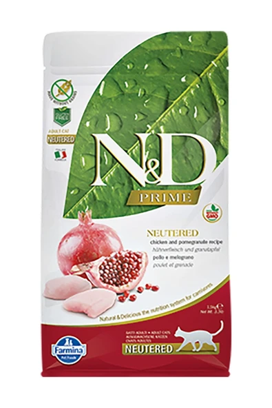 N&D Prime Tahılsız Tavuk & Nar Kısırlaştırılmış Yetişkin Kedi Maması, 1.5 Kg ürün görseli 1