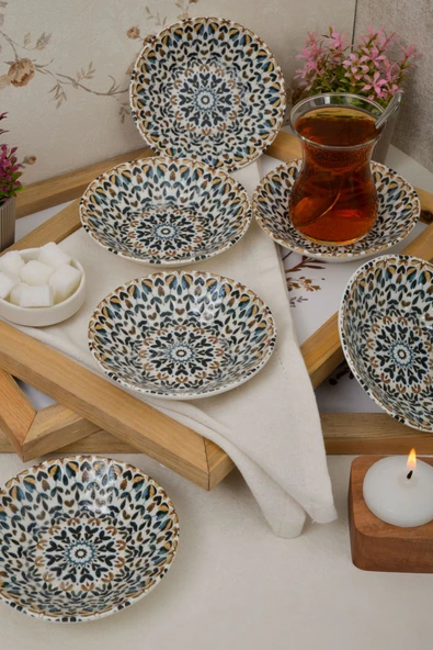 Farika Porselen Şebnem 6'lı Porselen Çay Tabağı Seti - 2