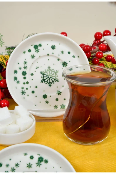 Farika Porselen Kartanem 6'lı Porselen Çay Tabağı Seti