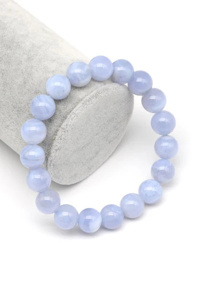 Mavi Kalsedon Doğal Taş Bileklik 11 mm Küre Kesim ürün görseli