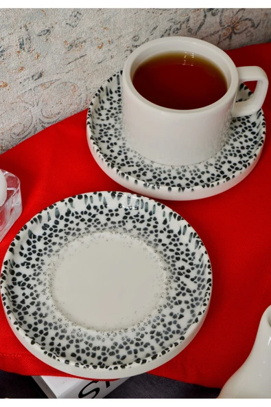 Farika Porselen Dalmaçya 4 Parça 2 Kişilik Porselen Çay Fincanı Takımı - 3