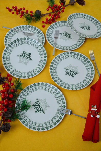 Farika Porselen Kartanem 6'lı Porselen Pasta Tabağı Seti - 2